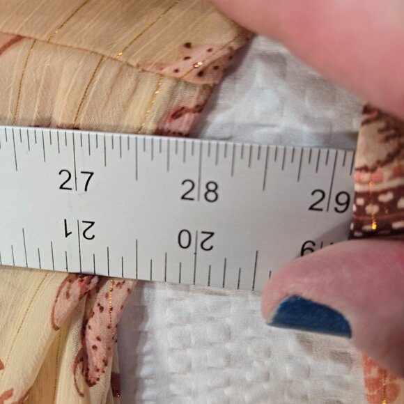 Women's Sheer Flowy Peach Color Floral Duster Kimono Hippie Boho Fairycore Flowy - Picture 7 of 7